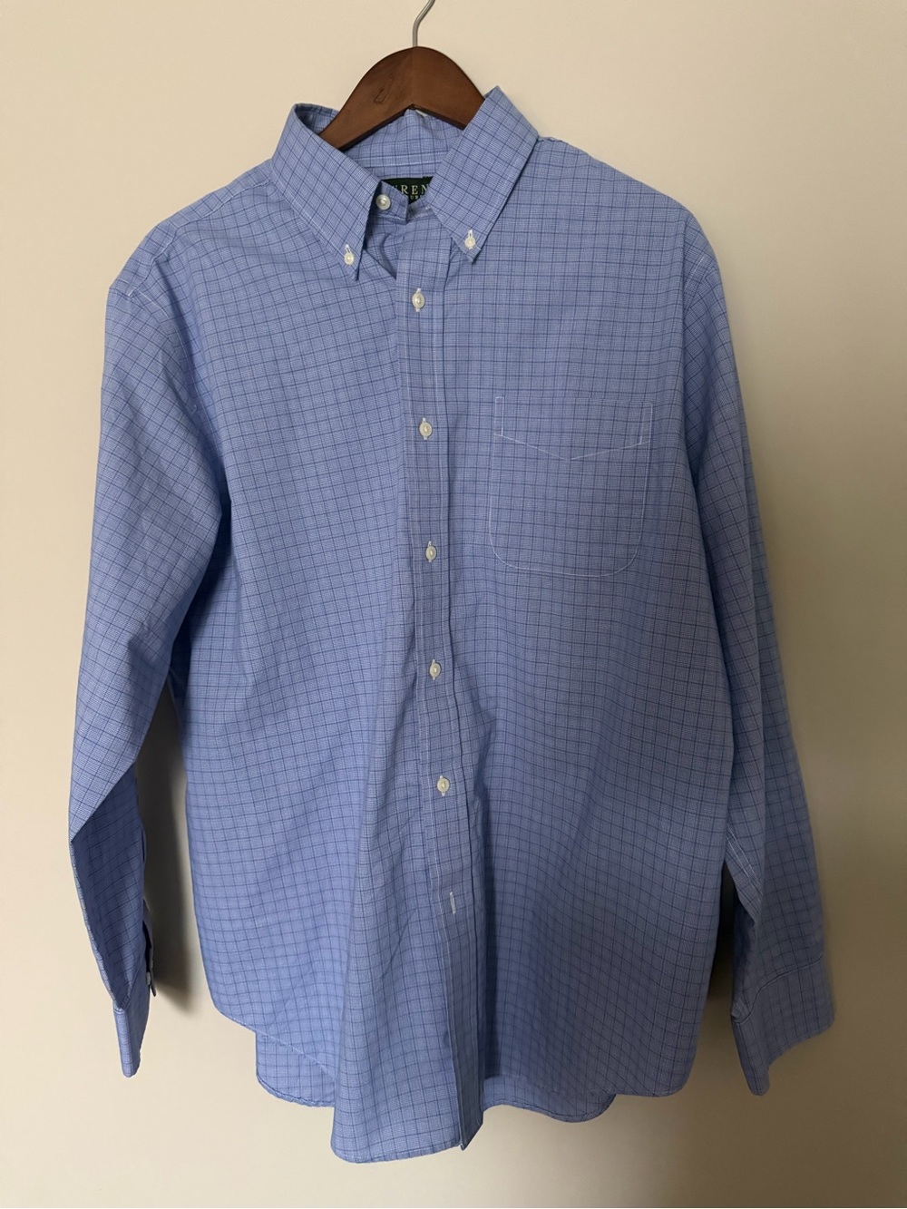 Lauren Ralph Lauren Non Iron Blue Plaid Button Down Shirt Men's 17 34/35